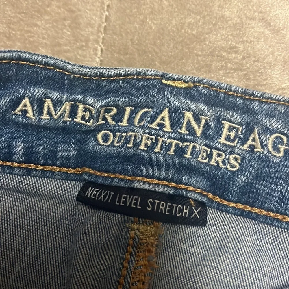 American Eagle, Jean shorts, distressed and stretchy, size 2